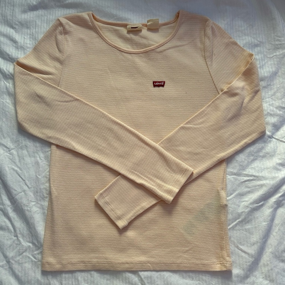 Levi's Beige Long Sleeve Shirt with Red Logo
